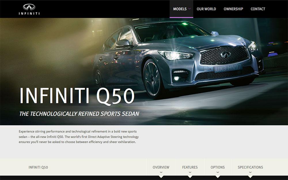 Infiniti Cars website