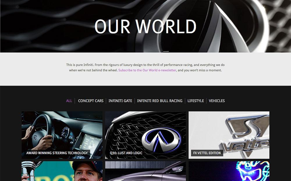 Infiniti Cars website